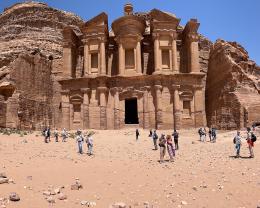 Panaramic view of Ad Deir ("The Monastery") in Petra Jordan