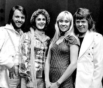 ABBA in 1974 (from left): Benny Andersson, Anni-Frid Lyngstad (Frida), Agnetha Fältskog, and Björn Ulvaeus