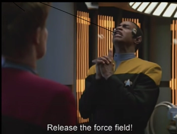 Tuvok losing it behind the force field (STVS2E16)